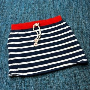 Mini Boden Johnnie B Nautical Striped Cotton Skirt in Navy Red Girl's 9-10 Youth